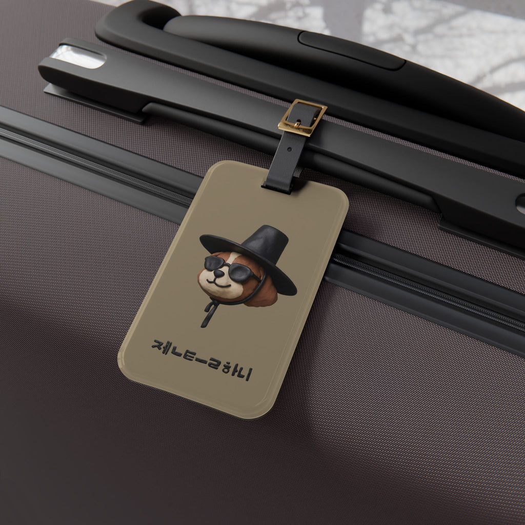 3D Claymation Shih Tzu Dog Luggage Tag - Korean Gat Hani, Taupe