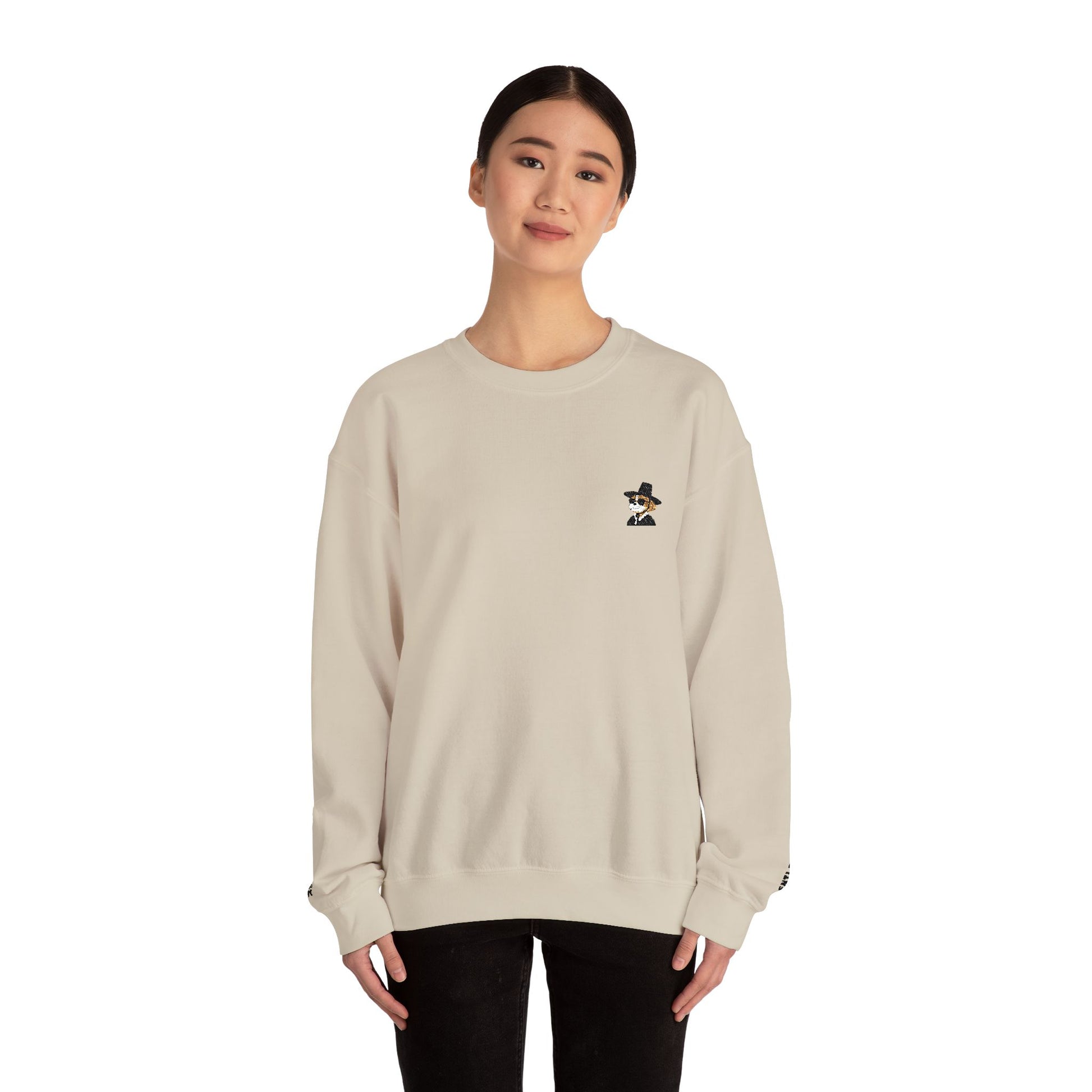 Gentle Hani(embroidered), Unisex Crewneck Sweatshirt(sand)
