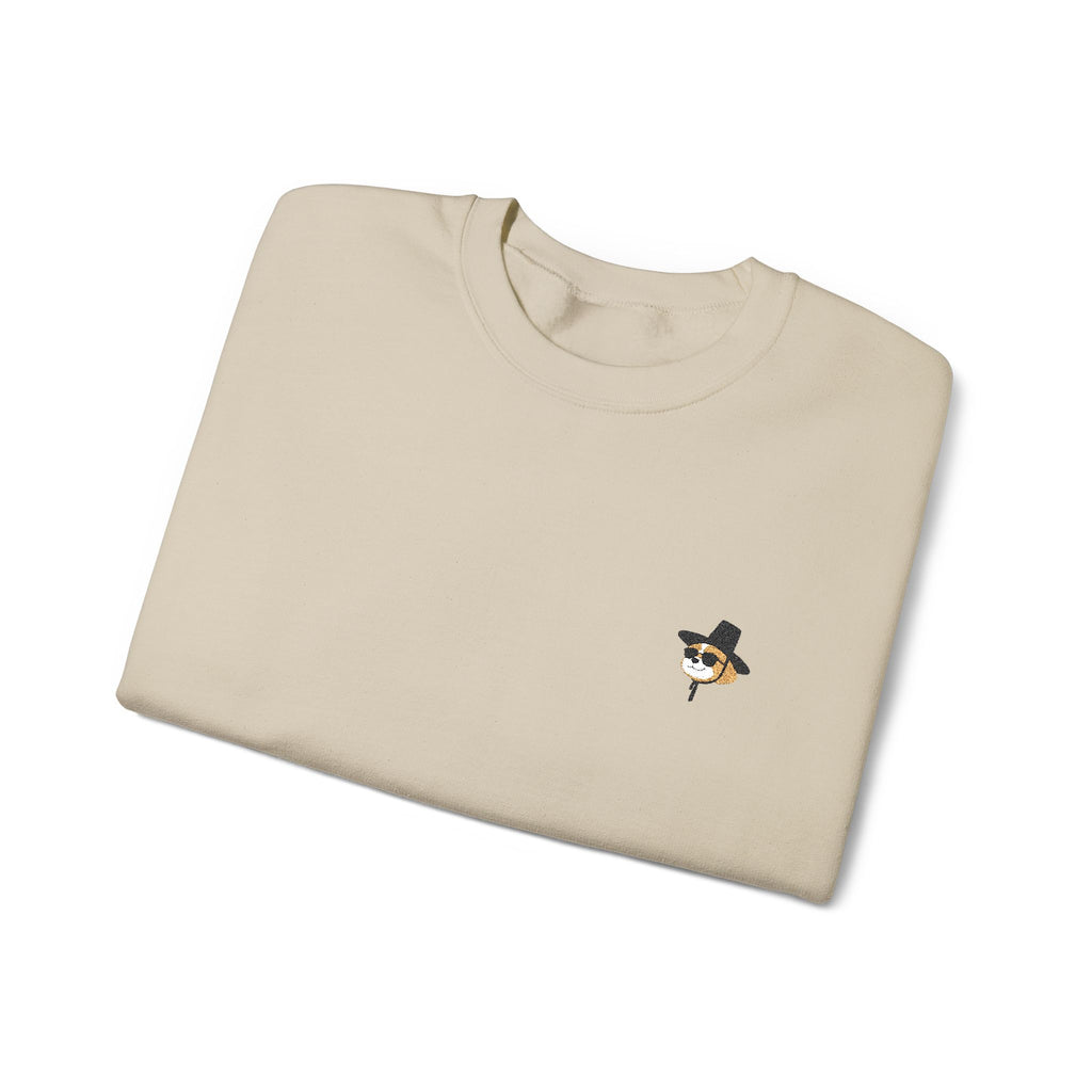 Embroidered Shih Tzu Dog Crewneck Sweatshirt - Korean Gat Hani, Sand