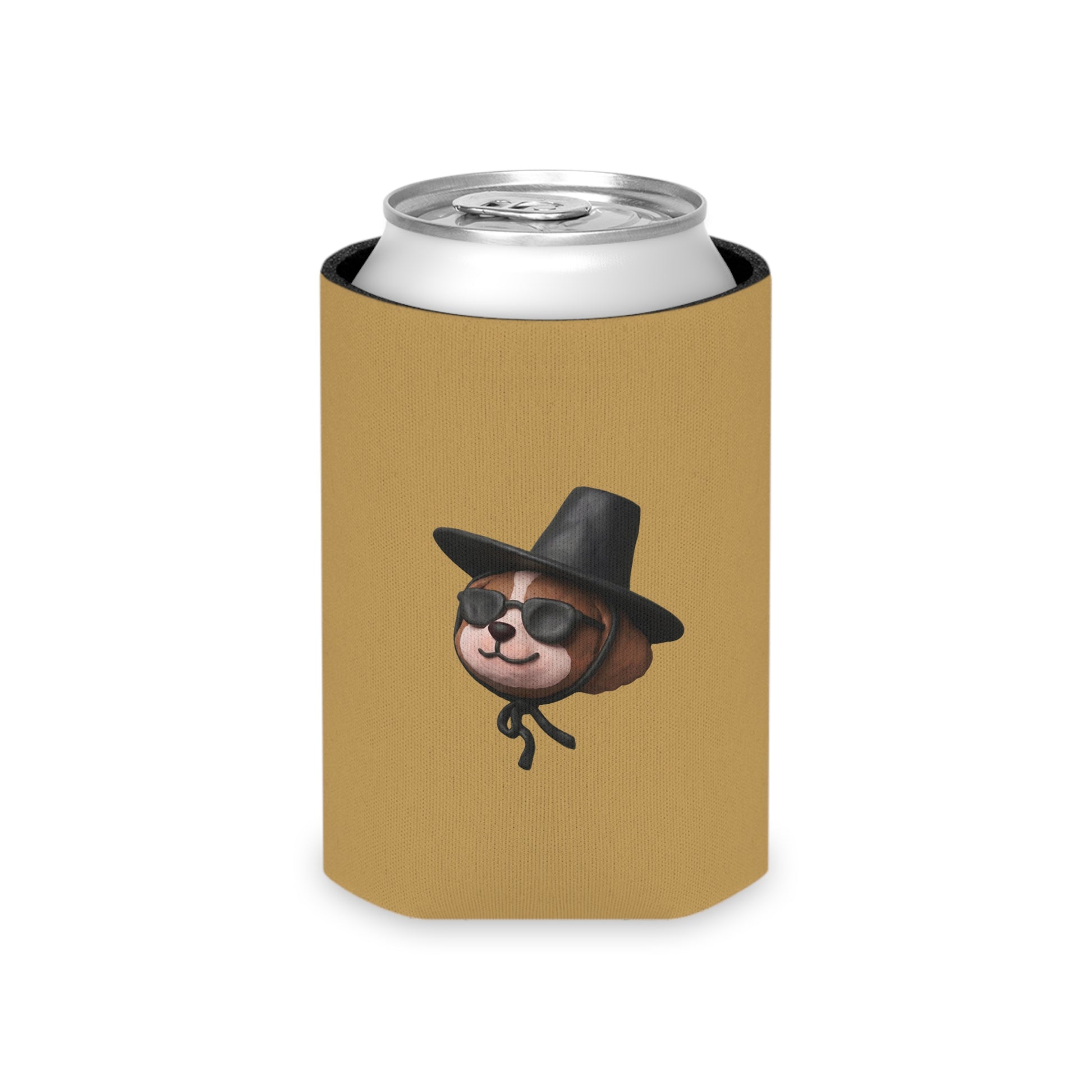 3D Claymation Shih Tzu Dog Can Cooler Koozie - Korean Gat Hani, Mustard Ocher