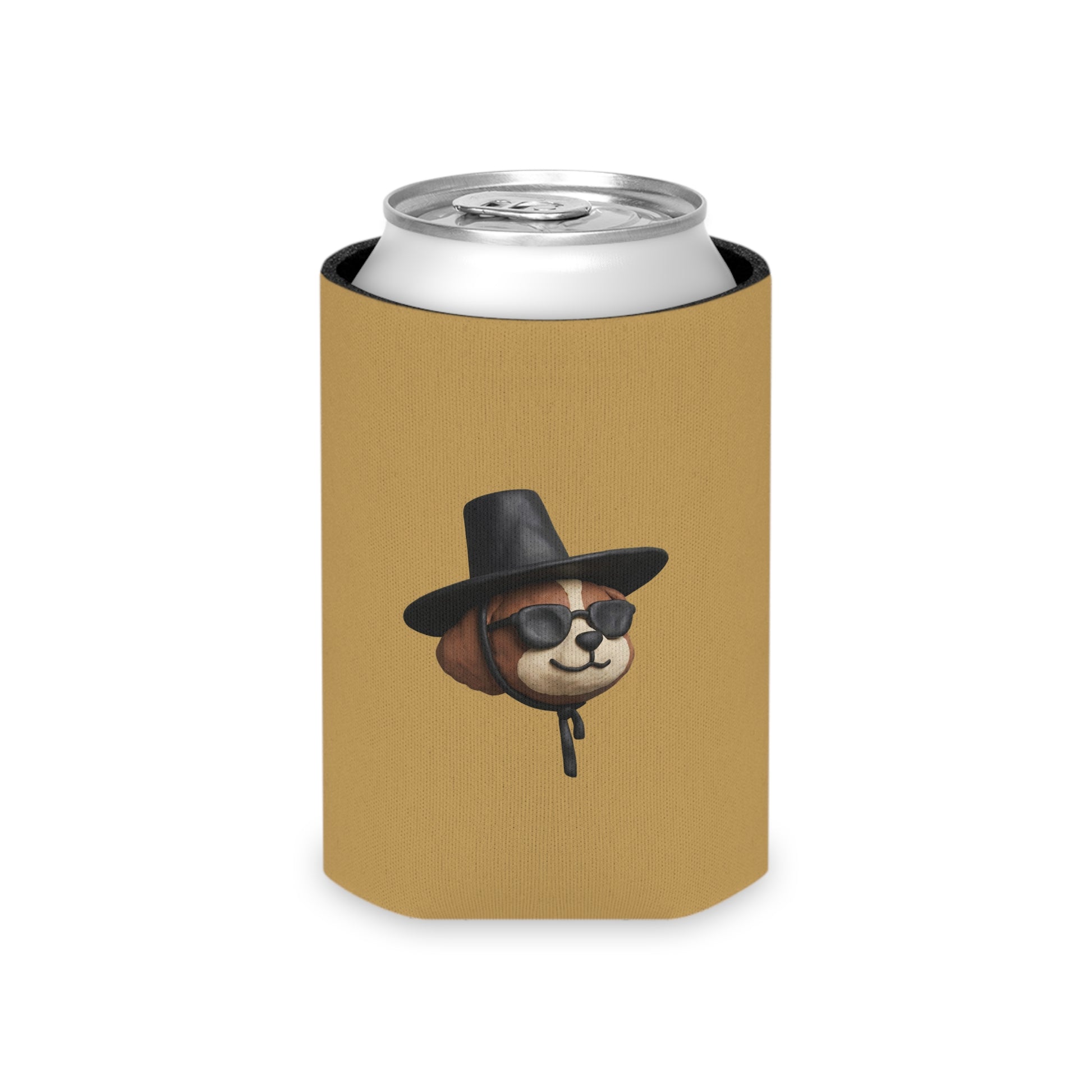 3D Claymation Shih Tzu Dog Can Cooler Koozie - Korean Gat Hani, Mustard Ocher