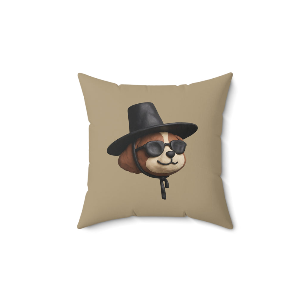 3D Claymation Shih Tzu Dog Throw Pillow - Korean Gat Hani, Taupe