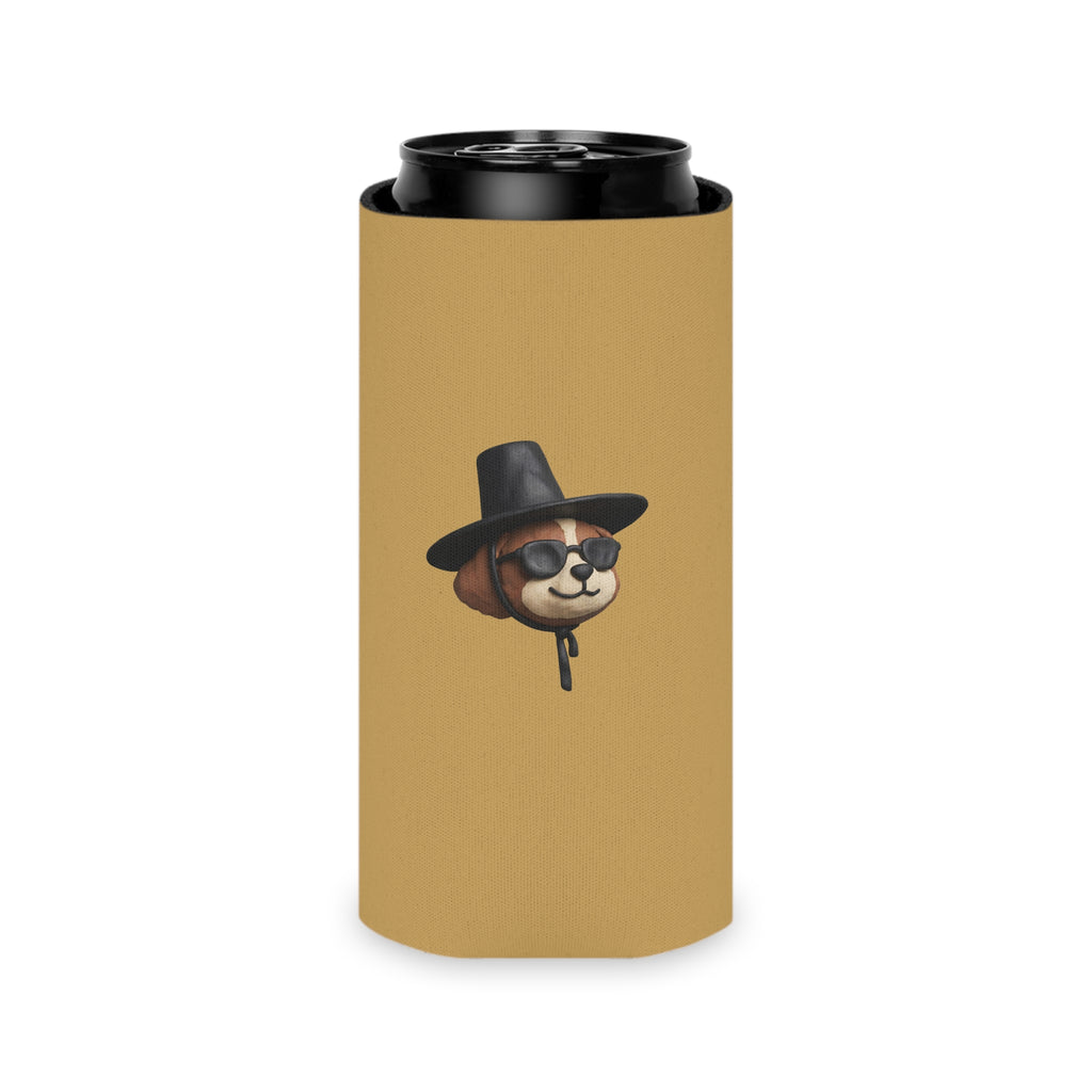 3D Claymation Shih Tzu Dog Can Cooler Koozie - Korean Gat Hani, Mustard Ocher