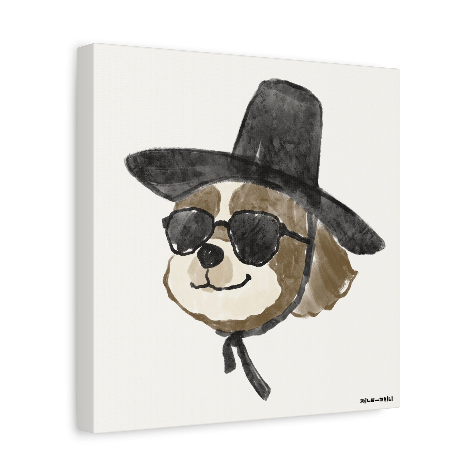 Watercolor Shih Tzu Dog Canvas Art Print (12x12) - Korean Gat Hani