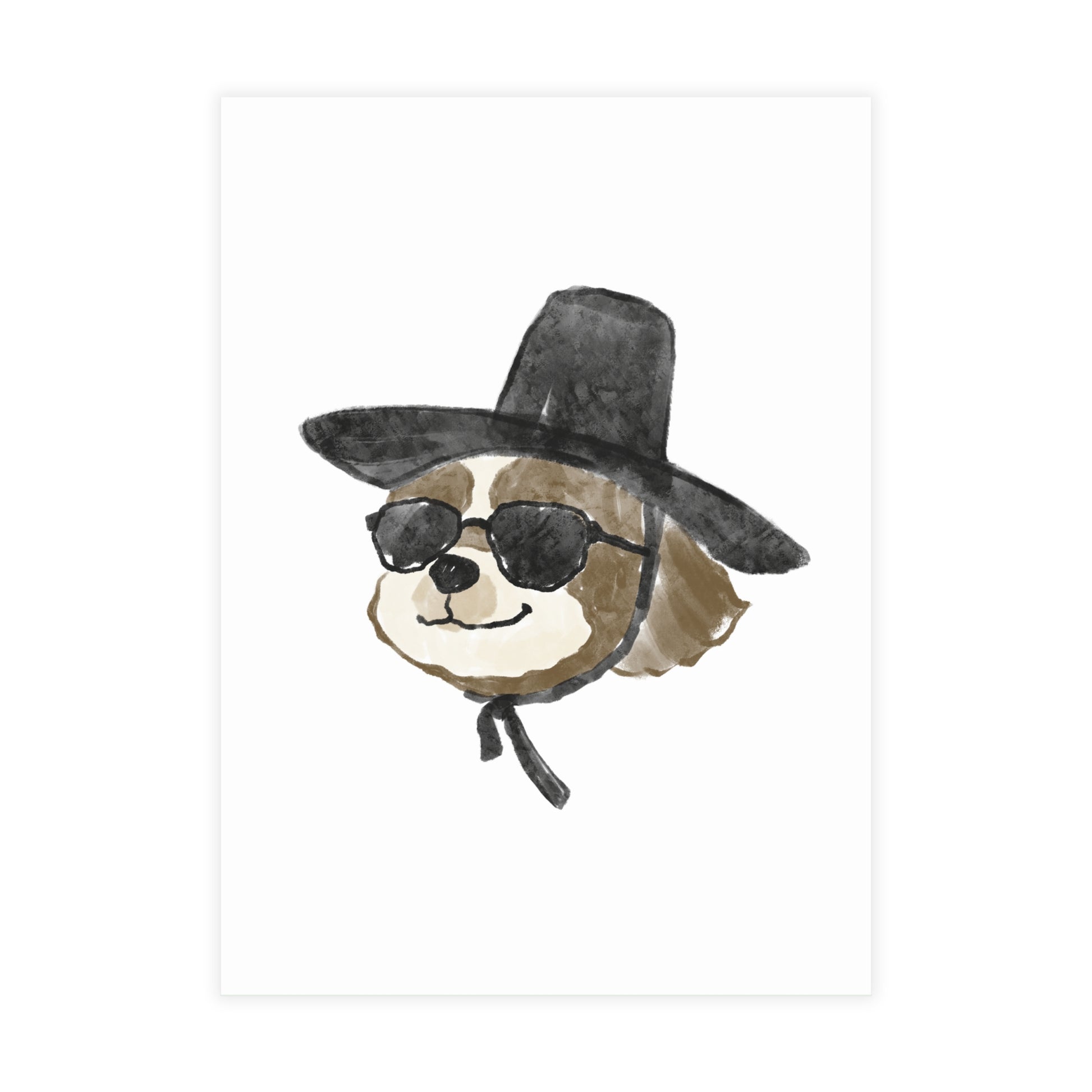 Watercolor Shih Tzu Dog Art Postcard - Korean Gat Hani
