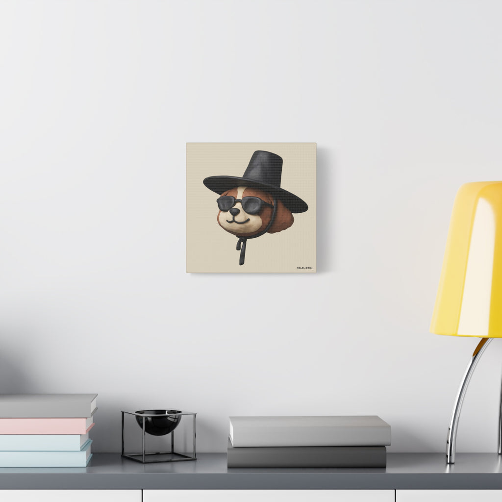 3D Claymation Shih Tzu Dog Canvas Wall Art (8x8, 10x10) - Korean Gat Hani, Cream Taupe