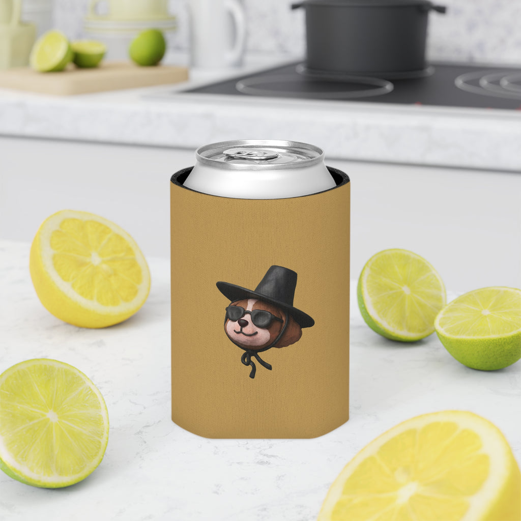 3D Claymation Shih Tzu Dog Can Cooler Koozie - Korean Gat Hani, Mustard Ocher