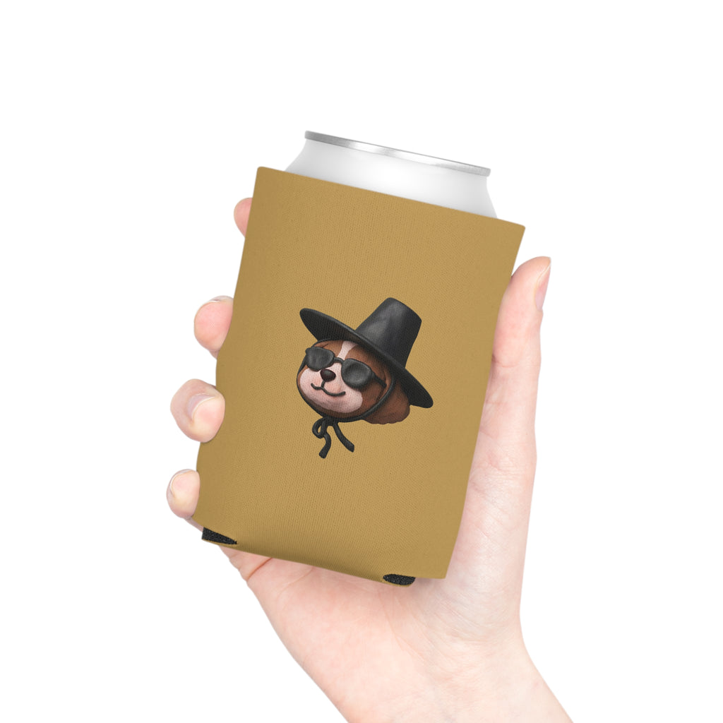 3D Claymation Shih Tzu Dog Can Cooler Koozie - Korean Gat Hani, Mustard Ocher