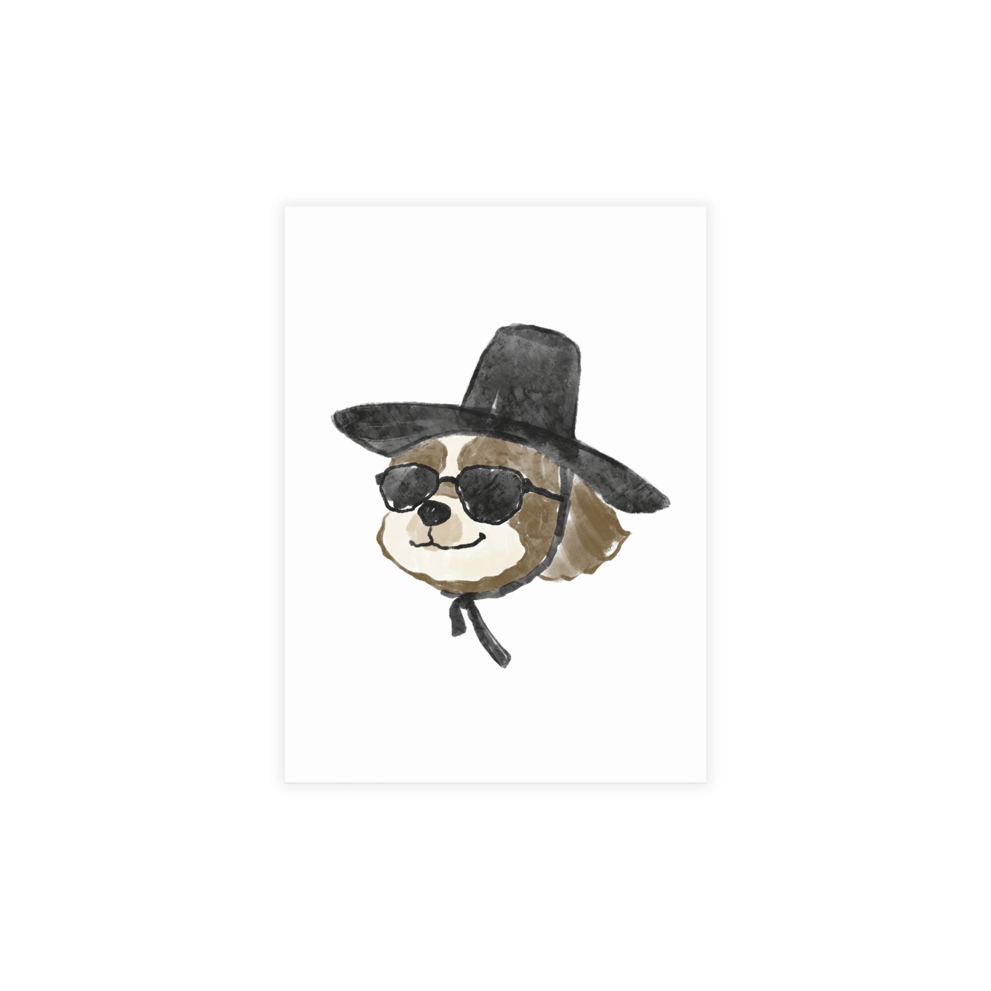 Watercolor Shih Tzu Dog Art Postcard - Korean Gat Hani