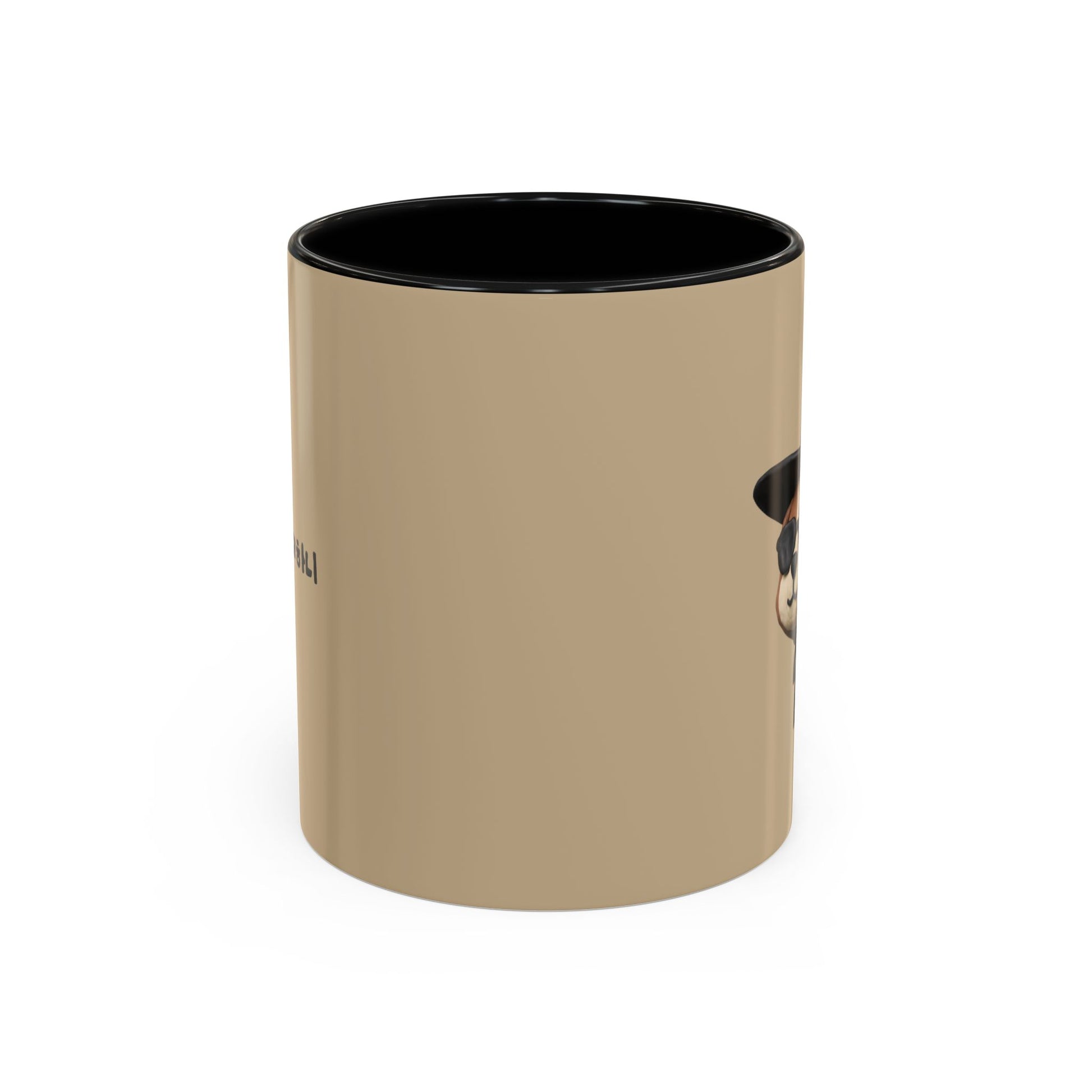 3D Claymation Shih Tzu Dog Accent Mug - Korean Gat Hani, Taupe & Black