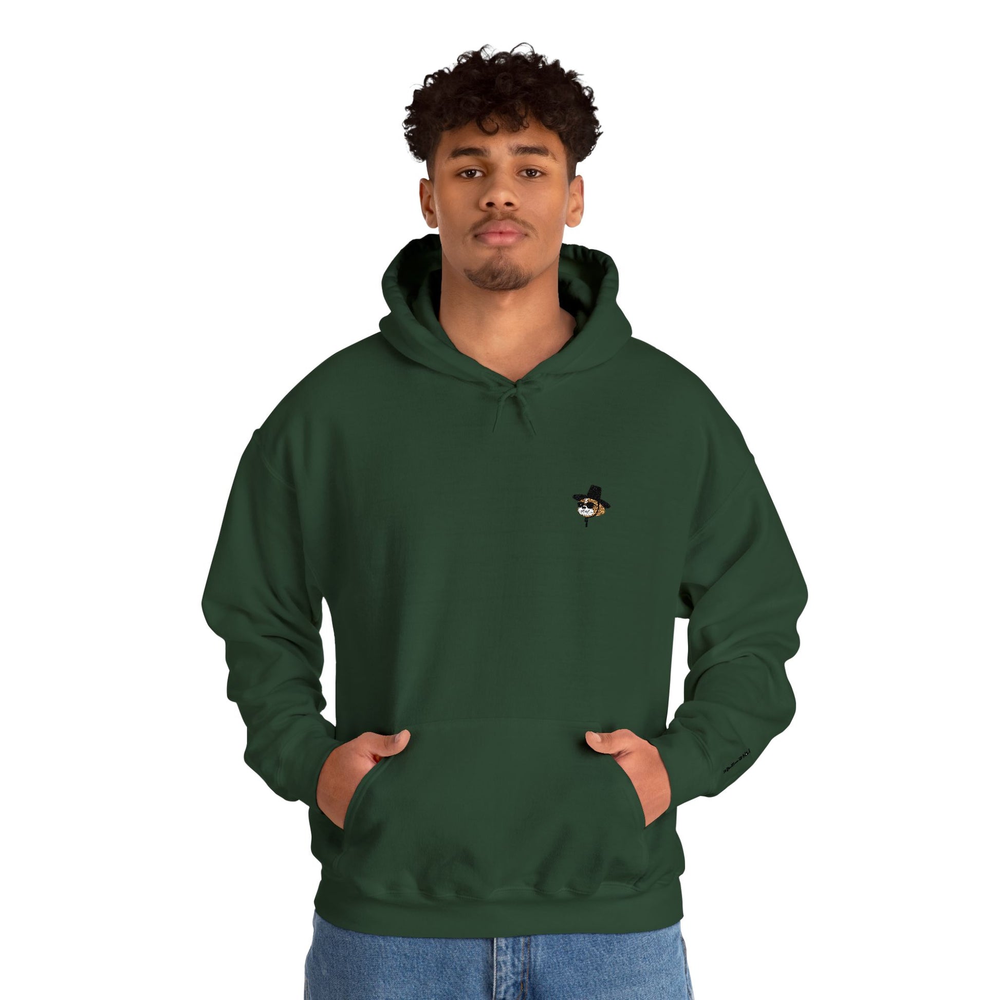 Embroidered Shih Tzu Dog Pullover Hoodie - Korean Gat Hani, Forest Green