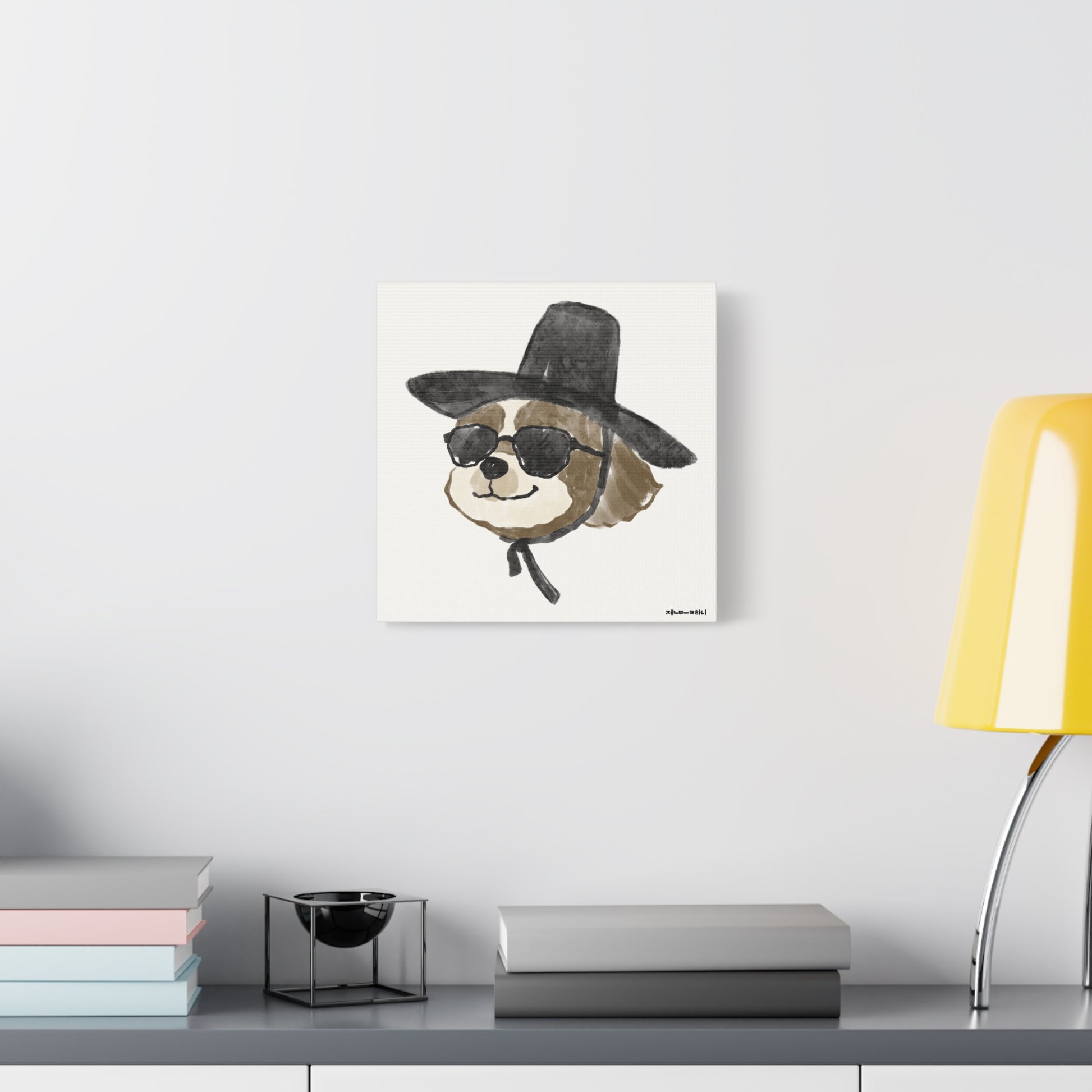 Watercolor Shih Tzu Dog Canvas Art Print (12x12) - Korean Gat Hani