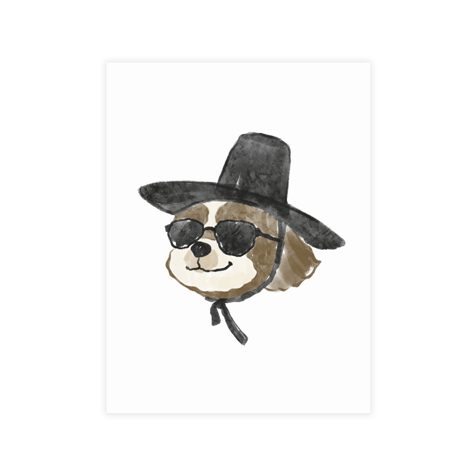 Watercolor Shih Tzu Dog Art Postcard - Korean Gat Hani