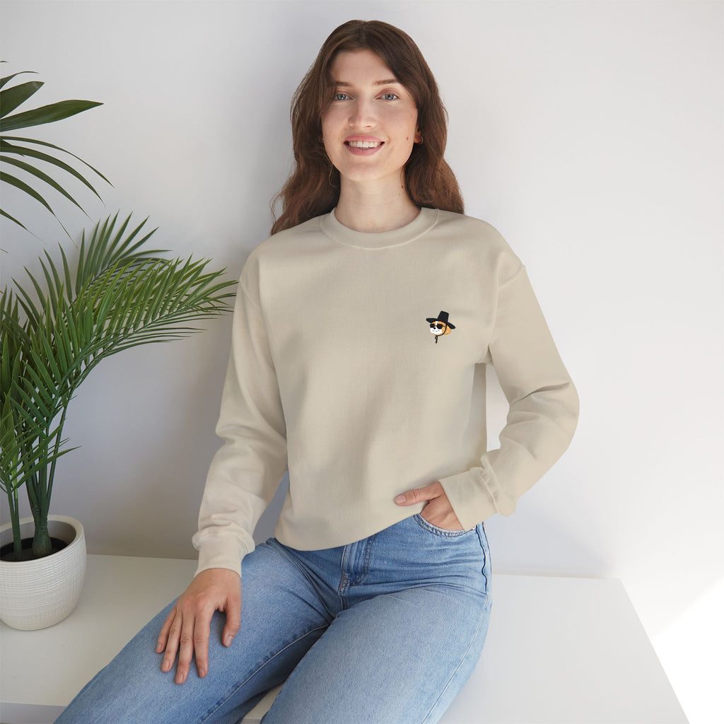 Embroidered Shih Tzu Dog Crewneck Sweatshirt - Korean Gat Hani, Sand