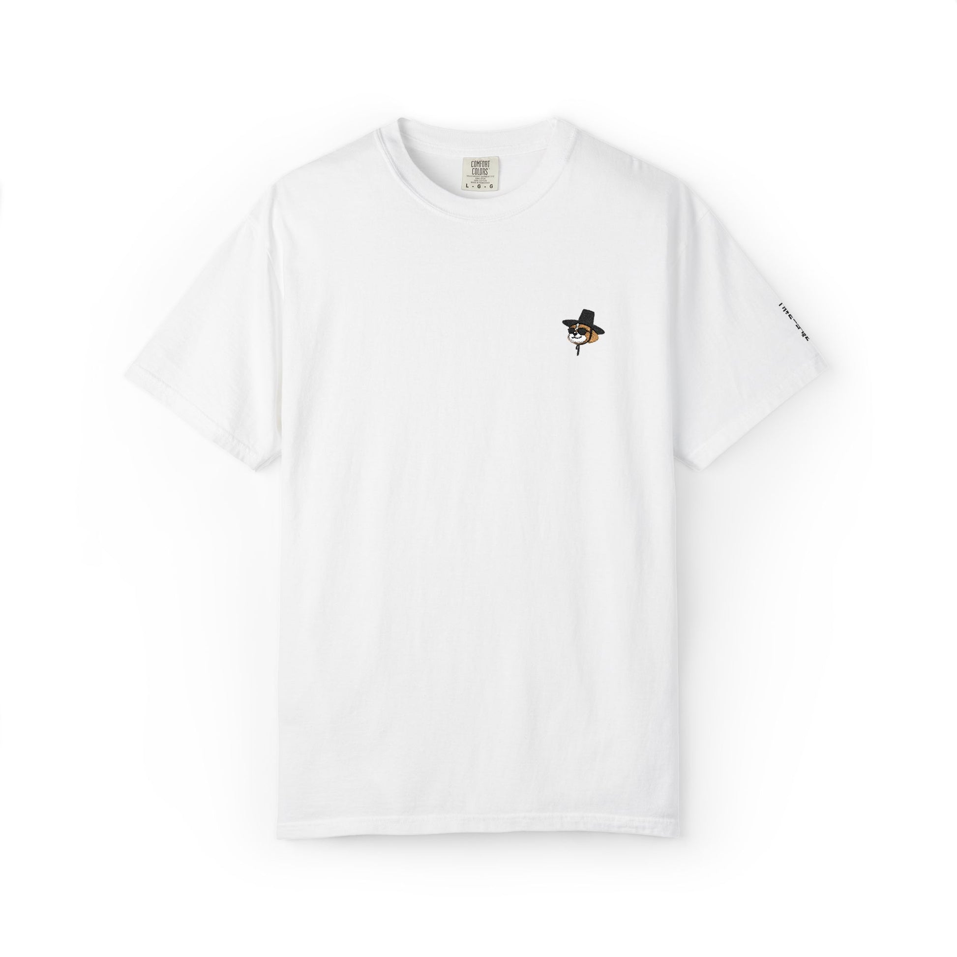 Embroidered Shih Tzu Dog Short Sleeve T-Shirt - Korean Gat Hani, White