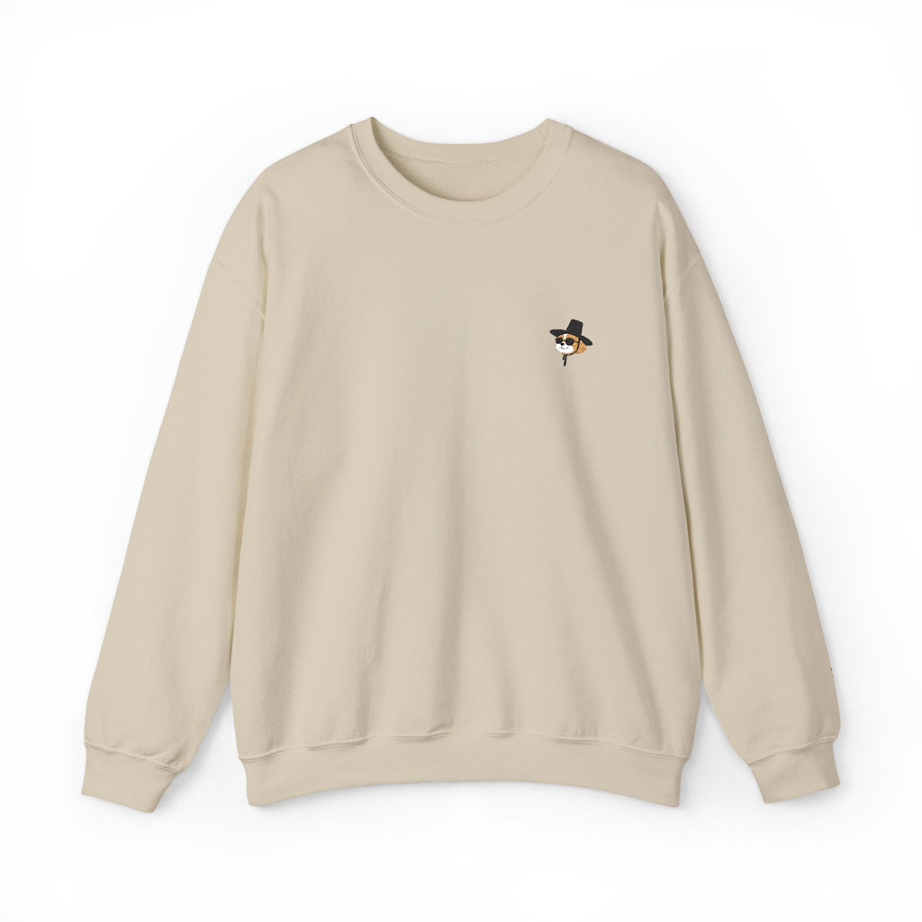 Embroidered Shih Tzu Dog Crewneck Sweatshirt - Korean Gat Hani, Sand